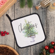 Прихватка «Christmas trees» 19х19 см, саржа, 100% х/л, ватин 250 г/м2 Этель