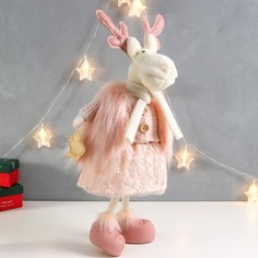 Кукла интерьерная "Олениха в розовом наряде со звёздочкой" 26х19х52 см Sima Land