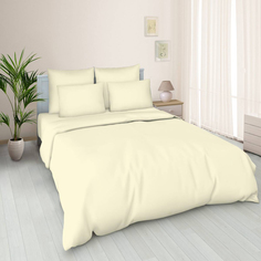 Простыня на резинке 200x200 см, поплин г/к, борт 25 см Сливочный Ивановотекстиль