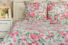 Простыня на резинке 160x200 см, бязь Люкс, борт 20 см Цветочная феерия Ивановотекстиль