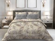 Простыня на резинке 090x200 см, поплин, борт 25 см Тропикана, бежевый Ивановотекстиль