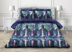 Простыня 2-спальная, бязь ГОСТ Ночной город Ивановотекстиль