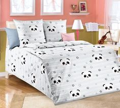 Комплект постельного белья в детскую кроватку, бязь Люкс Бамбуковый мишка Ивановотекстиль