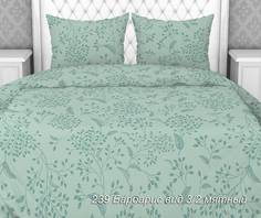 Простыня 1,5-спальная, бязь Комфорт Барбарис, мятный Ивановотекстиль