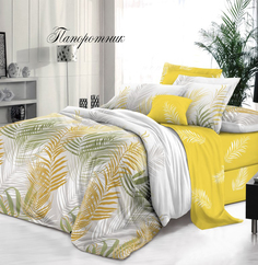 Простыня Евро, поплин Папоротник компаньон Ивановотекстиль