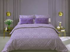 Пододеяльник 2-спальный, с вырезом ромб, бязь Комфорт Дамаск, фиолетовый Ивановотекстиль