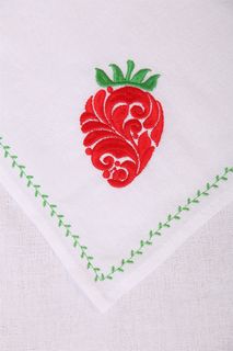 Полотенце кухонное с вышивкой 45x90 см, жаккардовое, 100 % лён Клубника Ивановотекстиль
