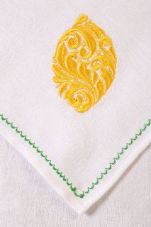 Полотенце кухонное с вышивкой 45x90 см, жаккардовое, 100 % лён Лимон Ивановотекстиль