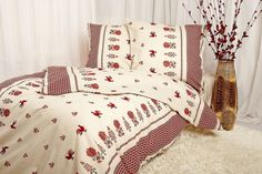 Комплект постельного белья 1,5-спальный, набивная полульняная ткань Русские узоры Ивановотекстиль