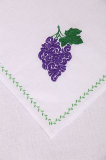 Полотенце кухонное с вышивкой 45x90 см, жаккардовое, 100 % лён Виноград Ивановотекстиль