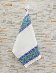 Полотенце кухонное 50x80см жаккардовое, полулен, белый фон Ромбы, синий, вид 2 Ивановотекстиль