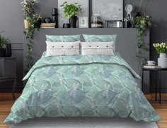 Простыня 1,5-спальная, бязь Комфорт Стрекозы, мятный Ивановотекстиль