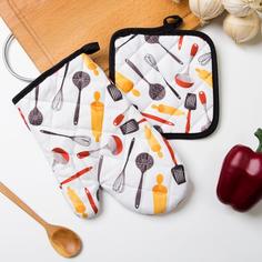 Доляна Кух. набор 2 пр. "Поварешка",прихватка 16*16 см, рукавица 25*16 см,3840624