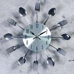 Часы настенные, серия: Кухня, "Столовые приборы", дискретный ход, d-31 см, циферблат 13.5 No Brand