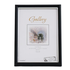Фоторамка пластик Gallery 13х18 см, 636477-5, чёрный с серебром (пластиковый экран) No Brand