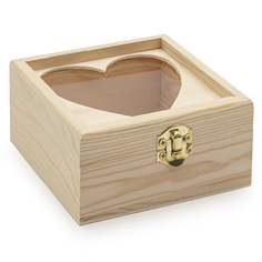 LYE015977 Шкатулка деревянная с окном Сердце (сосна, тополь, оргстекло), 10*10*5см Astra&Craft