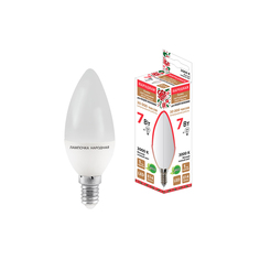 ЛАМПА СВЕТОДИОДНАЯ FС37 СВЕЧА 7W 3000 К E14, ТЕПЛ. СВЕТ (10/100) НАРОДНАЯ SQ0340-0193 TDM Еlectric
