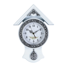 Часы настенные, серия: Маятник, "Белый домик", дискретный ход, 40 х 29 см, d-16 см No Brand