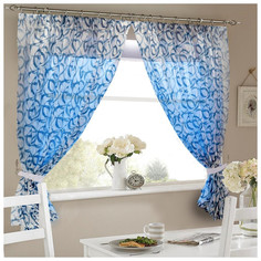 Штора для кухни Nivasan Лайма цветная голубая 270*170 2шт