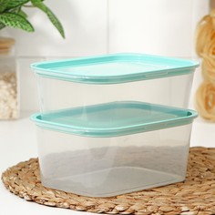 Набор контейнеров пищевых с паровыпуском, 2 шт: 1,1 л; 1,25 л, прямоугольные, цвет МИКС No Brand