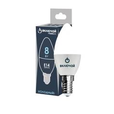 Светодиодная лампа Включай 8W E14 свеча 6500K 220V LED PREMIUM C37-8W-E14-WW 1003882 No Brand