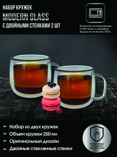 Набор кружек MODERN GLASS с двойными стенками 2 шт. по 250 мл. Proffi