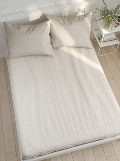 Простынь Сказка Бежевая клеточка 150х215 см, перкаль