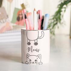 Керамический органайзер Meow, розовый, 8 х 9,5 см No Brand
