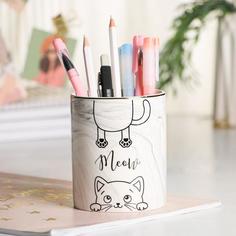 Керамический органайзер Meow, серый, 8 х 9,5 см No Brand