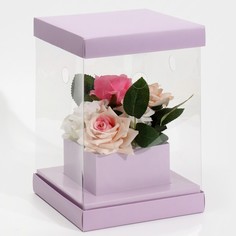 Коробка для цветов с вазой и PVC окнами складная «Лаванда», 16 х 23 х 16 см Дарите Счастье