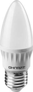Лампа светодиодная ОНЛАЙТ, E27, 8W, 2700K, "Свеча", арт. 571739 - (10 шт.)