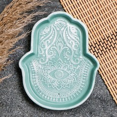Подставка для благовоний Ладонь серо/зеленая, белый 15х12 см Хорошие сувениры