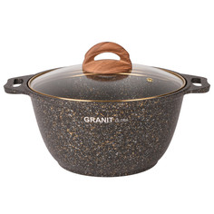 Кастрюля ТМ KUKMARA литая 3.0л стеклокерамика granit ultra black-gold кгбг32а