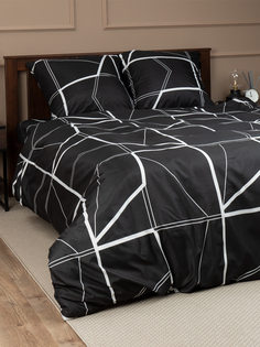 Комплект постельного белья Amore Mio BZ Geo евро мако-сатин черный
