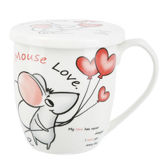 Кружка фарфоровая с крышкой (без фильтра) Mouse love 360мл (1 вид из 4) KENG-5750622 Nouvelle