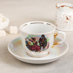 Чайная пара «Тюльпан. Мадонна»: чашка 250 мл, блюдце d=15 см No Brand