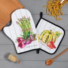 Набор кух. Vegetable варежка-прихватка 20х28см, прихватка 19х19см,100% хл No Brand