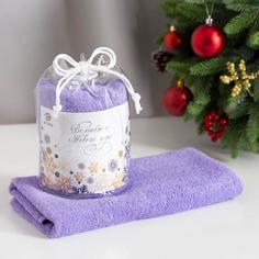 Полотенце подарочное Этель "С Новым годом" цвет сиреневый, 50х90см, 100% хлопок, 340 г/м2