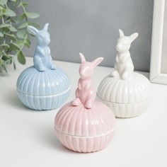 Шкатулка керамика Зайчик МИКС 10,5х7,4х7,4 см No Brand