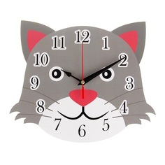 Часы настенные, серия: Детские, "Кот", 24 см No Brand