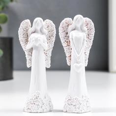 Сувенир полистоун Белоснежный безликий ангел с сердечком МИКС 10,5х2,5х4,6 см No Brand