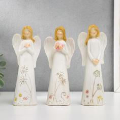 Сувенир полистоун Ангел с цветами на платье МИКС 15,5х6х4,5 см No Brand