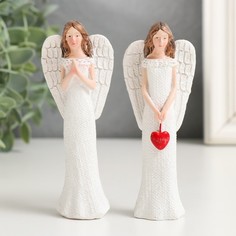Сувенир полистоун Ангел-девушка в белоснежном МИКС 10,5х4,2х2,5 см No Brand