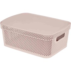 Корзина универсальная Keeplex Ajur с крышкой 38x27x14,3 см 11 л розовая