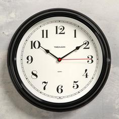 Часы настенные, серия: Классика, плавный ход, d=31 см, черные Troyka