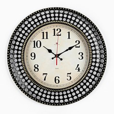 Рубин Часы настенные, серия: Классика, плавный ход, d-40 см, черные