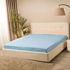Простыня на резинке Купу-купу , 160х200х20 см, голубой, трикотаж No Brand