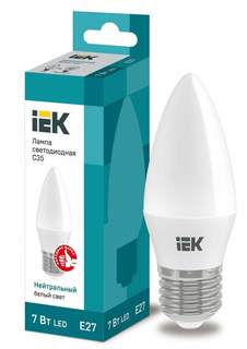 Лампа светодиодная IEK E27 7W 4000K "Свеча" арт. 612816 - (10 шт.)