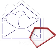 Трафарет для мастики/марципана Конверт с сердцами 11х10,5 см. с вырубкой No Brand