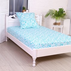 Атра КПБ 1.5сп Вьюнок цвет бирюза,простыня 145х215см, наволочка 70х70см, 120г/м?, хлопок